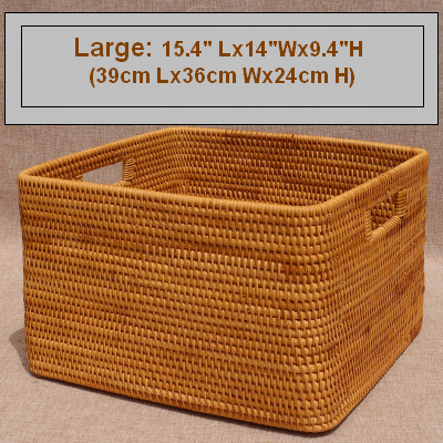 Rectangular Storage Basket for Shelves, Rattan Storage Basket for Kitchen, Storage Baskets for Bathroom, Woven Storage Baskets for Clothes-LargePaintingArt.com