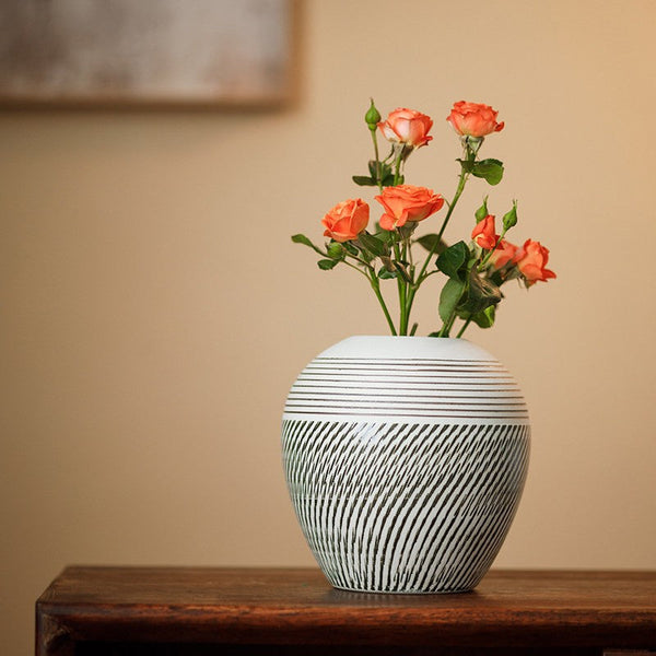 Pottery Flower Vases Urn, Modern Bouquet Flower Vases, Centerpiece on Dining Table, Large Flower Vase on Table, Handmade Water Holding Flower Vases-LargePaintingArt.com