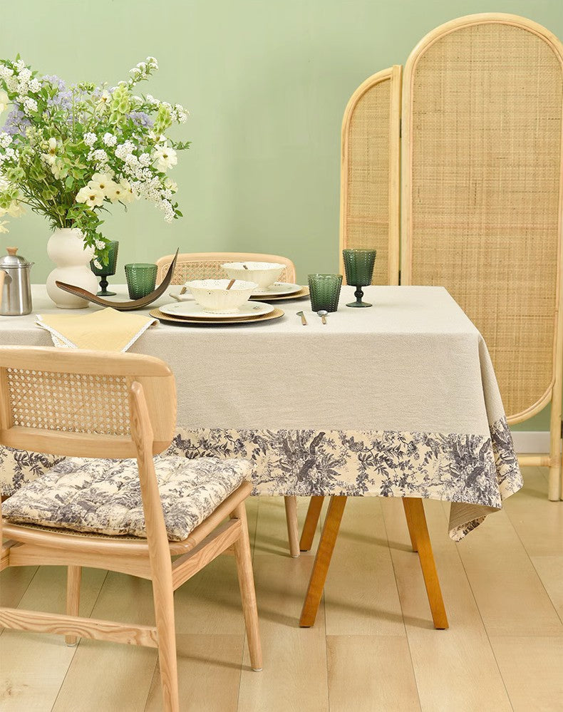 Cotton and Linen Rectangle Table Covers for Dining Room Table, Modern Tablecloth for Kitchen, Square Tablecloth for Coffee Table-LargePaintingArt.com