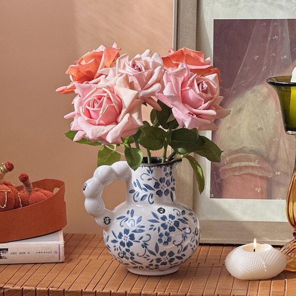 Rustic Porcelain Flower Vases, Ceramic Bud Vases, Unique Handmade Ceramic Vases, Small Flower Vases on Table-LargePaintingArt.com