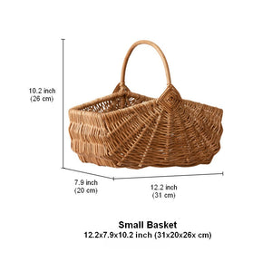 Large Picnic Food Basket with Handle, Natural Hand-woven Wicker Storage Basket, Lovely Willow Weaving Baskets for Vegetable, Natural Fruit Basket, Kitchen Storage Baskets-LargePaintingArt.com