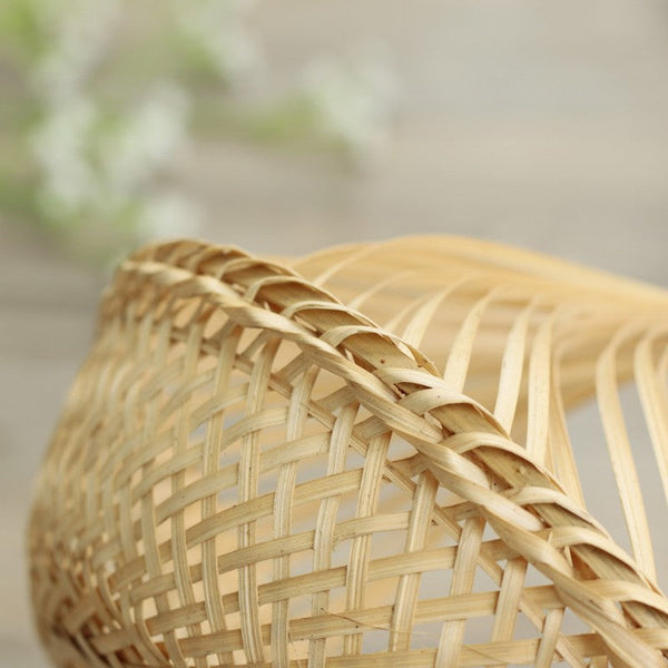 Lovely Cute Picnic Food Basket, Bamboo Basket for Food, Natural Fruit Basket Kitchen Storage Baskets, Natural Hand-woven Bamboo Basket-LargePaintingArt.com