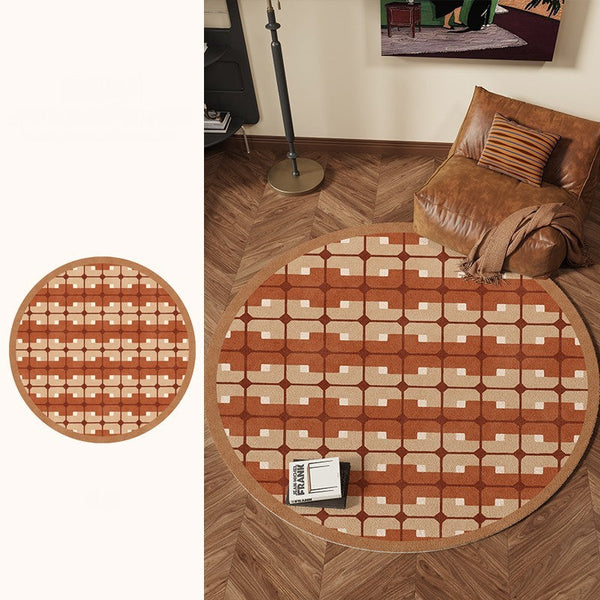 Abstract Contemporary Round Rugs, Modern Rugs under Coffee Table, Modern Rugs for Dining Room, Geometric Modern Rugs for Bedroom-LargePaintingArt.com