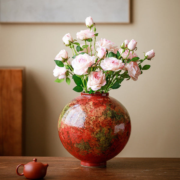 Large Pottery Flower Vases, Handmade Water Holding Flower Vases, Modern Bouquet Flower Vases, Centerpiece on Dining Table, Flower Vase on Table-LargePaintingArt.com