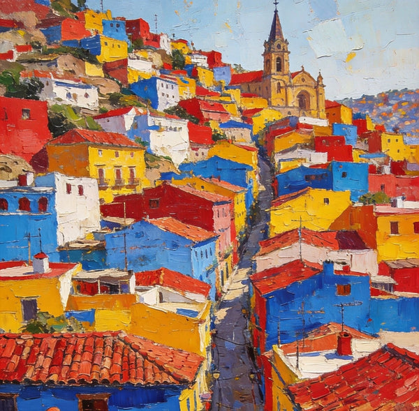 Original Landscape Art, Guanajuato's Luminous Landscape, Small Oil Paintings, Hand Painted Canvas Art, Buy Paintings Online, Landscape Paintings-LargePaintingArt.com