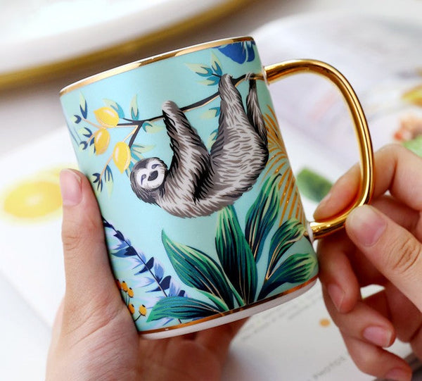 Creative Porcelain Cups, Large Ceramic Mugs for Office, Large Capacity Jungle Animal Porcelain Mugs, Unique Ceramic Mugs in Gift Box-LargePaintingArt.com