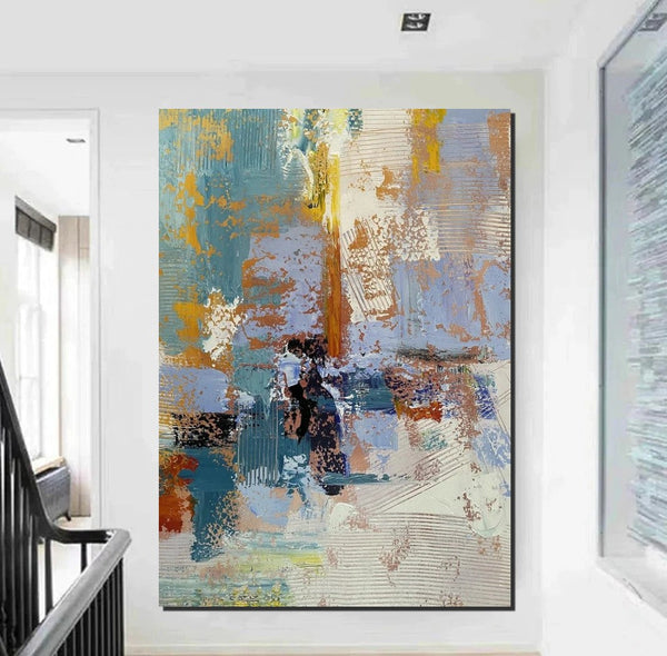 Acrylic Abstract Painting Behind Sofa, Acrylic Painting for Sale, Large Painting on Canvas, Living Room Wall Art Paintings, Buy Paintings Online-LargePaintingArt.com