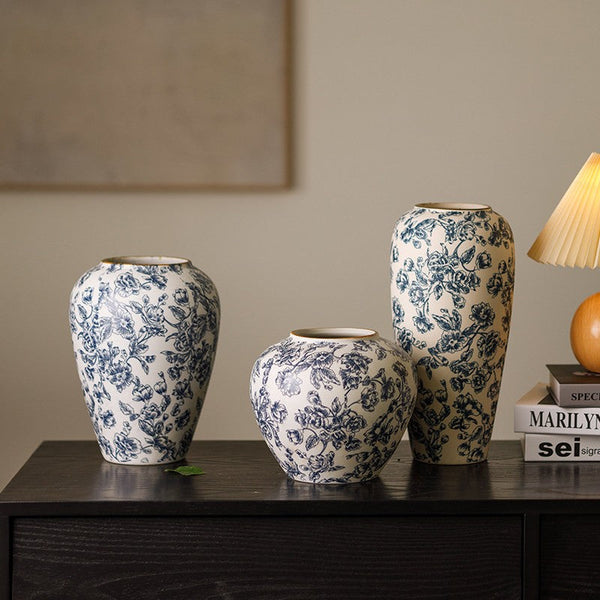 Porcelain Flower Vases, Modern Ceramic Bouquet Vases, Centerpiece on Dining Table, Flower Vase on Table, Handmade Water Holding Flower Vases-LargePaintingArt.com