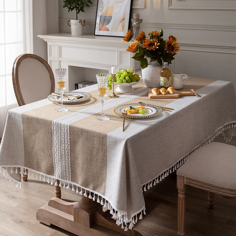 Cotton and Linen Rectangle Table Covers for Dining Room Table, Rectangular Tablecloths for Coffee Table, Modern Table Cloth for Kitchen-LargePaintingArt.com