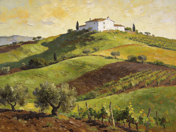 Original Landscape Paintings, Tuscan Hillside Charm, Canvas Wall Art Paintings, Hand Painted Canvas Art, Original Oil Paintings, Buy Canvas Paintings Online-LargePaintingArt.com