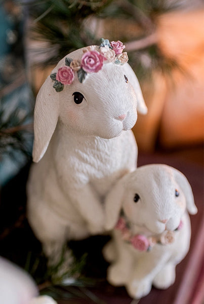 Lovely Rabbit Family Statue for Garden, Beautiful Cute Garden Courtyard Ornaments, Unique Modern Garden Sculptures, Creative Villa Outdoor Decor Gardening Ideas-LargePaintingArt.com