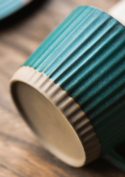 Ceramic Coffee Cups, Coffee Cup and Saucer Set, Pottery Coffee Cups, Cappuccino Coffee Mug, Coffee Cup for Sale, Tea Cup, White / Green / Blue / Yellow-LargePaintingArt.com