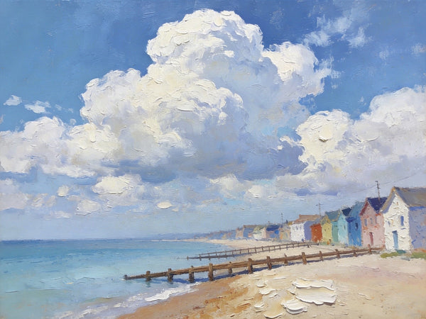 Small Landscape Paintings on Canvas, Coastal Village Captivating View, Seashore Paintings, Landscape Canvas Paintings, Original Oil Paintings, Hand Painted Canvas Art, Heavy Texture Oil Paintings-LargePaintingArt.com