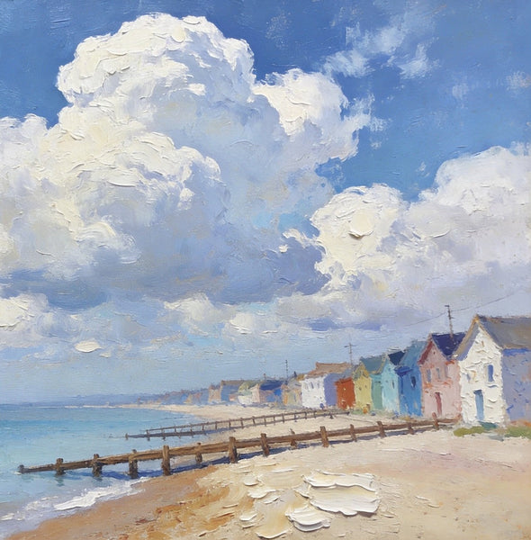 Small Landscape Paintings on Canvas, Coastal Village Captivating View, Seashore Paintings, Landscape Canvas Paintings, Original Oil Paintings, Hand Painted Canvas Art, Heavy Texture Oil Paintings-LargePaintingArt.com