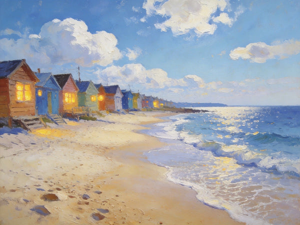 Beachside Getaway, Landscape Canvas Paintings, Hand Painted Canvas Art, Small Landscape Paintings on Canvas, Heavy Texture Oil Paintings, Original Oil Paintings-LargePaintingArt.com