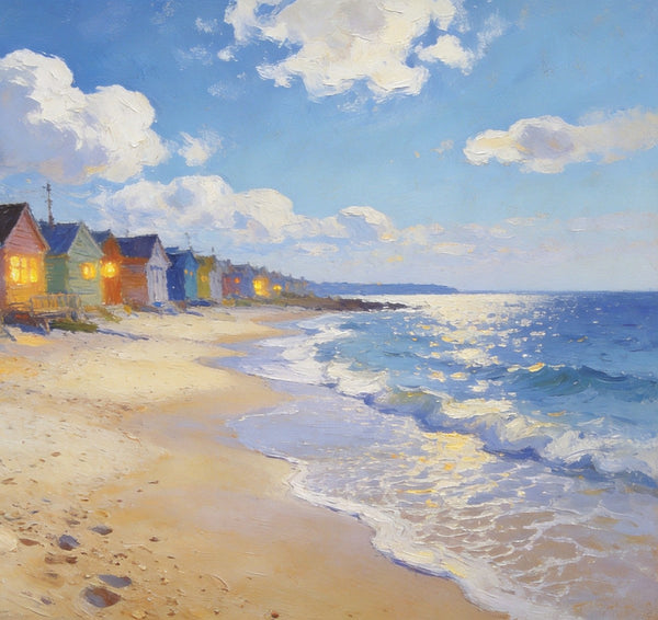 Beachside Getaway, Landscape Canvas Paintings, Hand Painted Canvas Art, Small Landscape Paintings on Canvas, Heavy Texture Oil Paintings, Original Oil Paintings-LargePaintingArt.com
