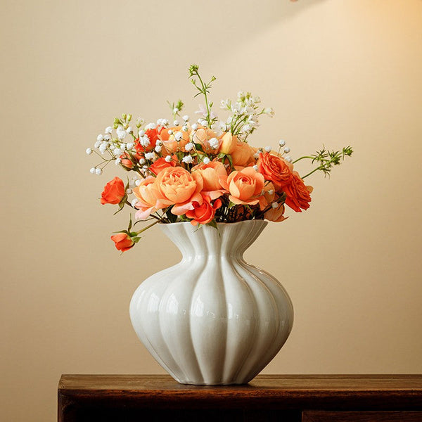 Handmade Water Holding Flower Vases, Modern Flower Vase Centerpiece on Table, Porcelain Flower Vases, Ceramic Bouquet Vases-LargePaintingArt.com