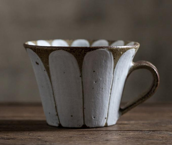 Daisy Flower Pattern Coffee Cup, 8 oz Cappuccino Coffee Mug, Pottery Coffee Cups, Latte Coffee Cup, Tea Cup, Coffee Cup and Saucer Set-LargePaintingArt.com