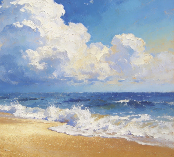 Sun and Sand Serenity, Seashore Beach Painting, Hand Painted Canvas Art, Small Oil Paintings, Original Landscape Paintings, Buy Painting Online, Heavy Texture Artwork-LargePaintingArt.com
