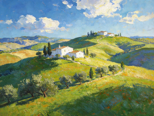 The Rolling Hills of Tuscany, Canvas Wall Art Paintings, Hand Painted Canvas Art, Original Landscape Paintings, Original Oil Paintings, Buy Canvas Paintings Online-LargePaintingArt.com