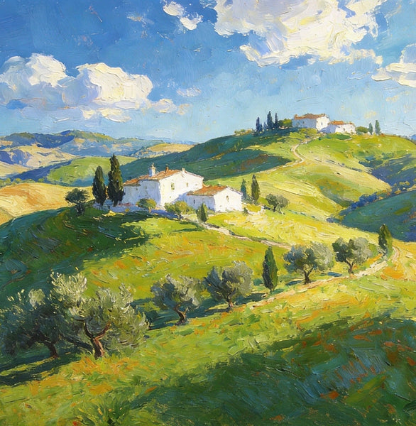 The Rolling Hills of Tuscany, Canvas Wall Art Paintings, Hand Painted Canvas Art, Original Landscape Paintings, Original Oil Paintings, Buy Canvas Paintings Online-LargePaintingArt.com