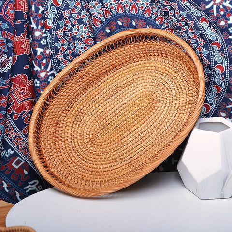 Rattan Storage Basket for Pantry, Round Storage Basket, Storage Baskets for Kitchen, Woven Storage Basket for Dining Room-LargePaintingArt.com