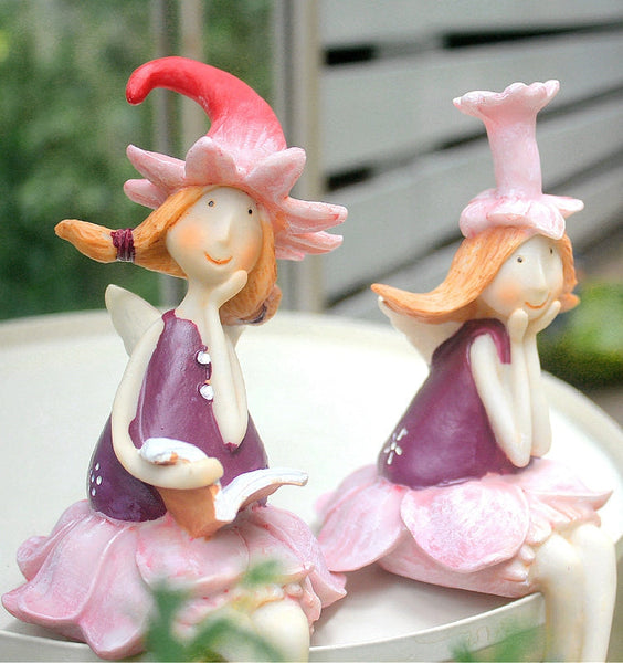Lovely Flower Fairy Statue for Garden, Beautiful Cute Garden Courtyard Ornaments, Creative Villa Outdoor Decor Gardening Ideas, Unique Modern Garden Sculptures-LargePaintingArt.com