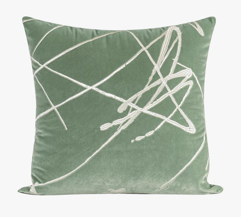 Abstract Contemporary Throw Pillow for Living Room, Green Decorative Throw Pillows for Couch, Large Modern Sofa Throw Pillows-LargePaintingArt.com