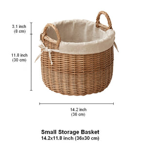 Large Round Storage Basket for Clothes, Natural Hand-woven Wicker Storage Basket for Clothes, Willow Weaving Baskets for Clothes, Extra Large Kitchen Storage Baskets-LargePaintingArt.com