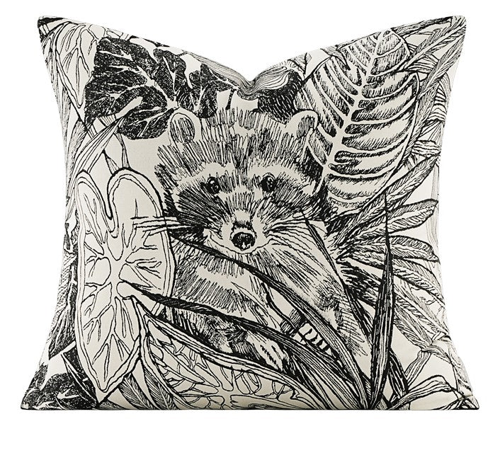 Animal Jungle Raccoon Decorative Throw Pillows for Bedroom, Large Throw Pillow for Interior Design, Contemporary Square Modern Throw Pillows for Couch-LargePaintingArt.com