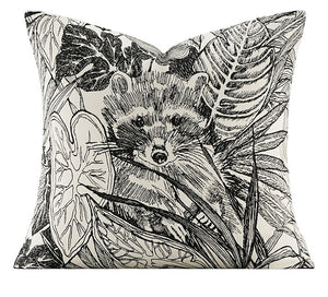 Animal Jungle Raccoon Decorative Throw Pillows for Bedroom, Large Throw Pillow for Interior Design, Contemporary Square Modern Throw Pillows for Couch-LargePaintingArt.com