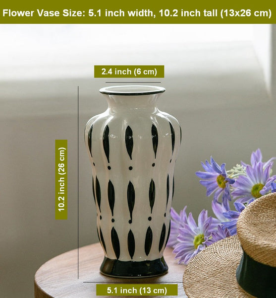 Modern Flower Vases on Table, Porcelain Flower Vases, Water Holding Flower Vases, Handmade Bouquet Ceramic Vases-LargePaintingArt.com