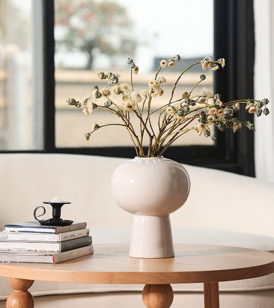 Contemporary Vases on Dining Table, Centerpiece Ceramic Bouquet Vases, Porcelain Vases for Modern Home Decor, Handmade Modern Flower Vase-LargePaintingArt.com