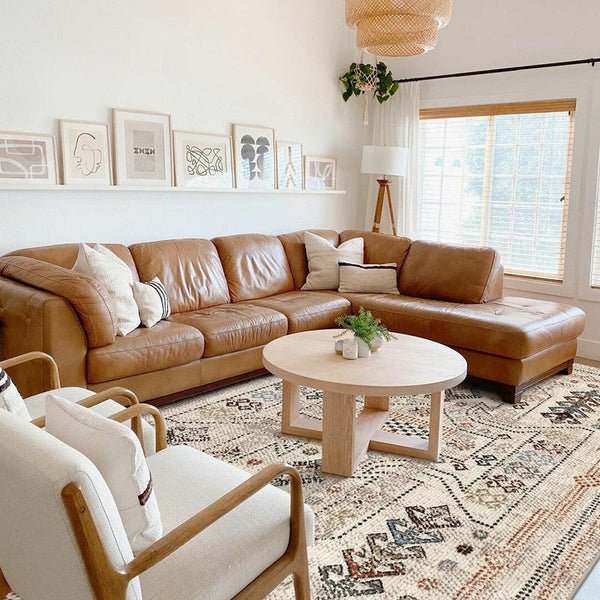 Morocco Contemporary Rugs Next to Bed, Modern Rugs for Living Room, Flower Pattern Contemporary Modern Rugs for Dining Room-LargePaintingArt.com