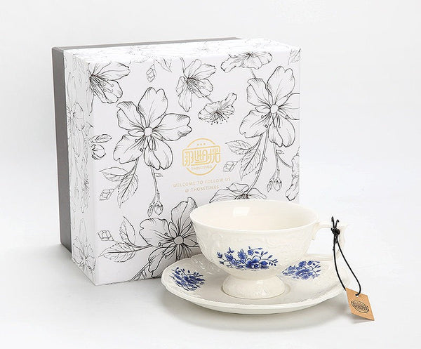 Porcelain Coffee Saucer, Traditional Ceramic Tea Cup with Saucer, Afternoon Tea Saucer Set, Coffee Gift Box Set, Vintage Tea Cup Set, Modern Ceramic Cup-LargePaintingArt.com