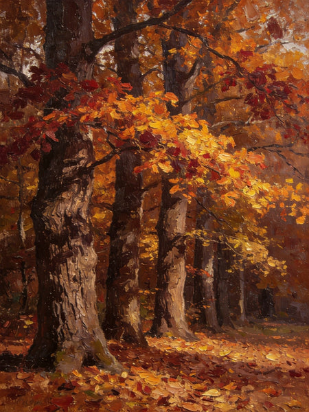 Original Landscape Art, Autumn Forest Landscape, Landscape Paintings for Bedroom, Small Oil Paintings, Hand Painted Canvas Art, Heavy Texture Wall Art Paintings-LargePaintingArt.com