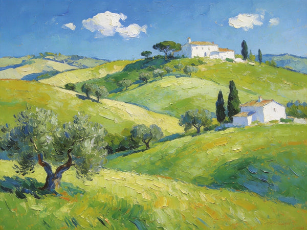 The Hills of Tuscany, Palette Knife Oil Paintings, Small Landscape Paintings, Original Oil Paintings, Landscape Canvas Paintings, Hand Painted Canvas Art-LargePaintingArt.com