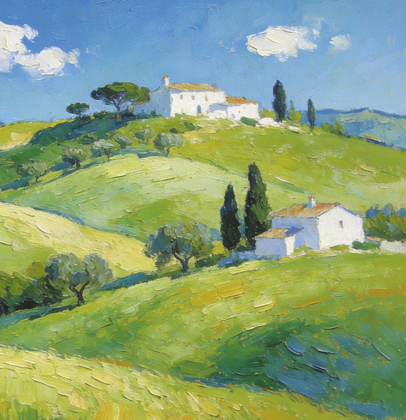 The Hills of Tuscany, Palette Knife Oil Paintings, Small Landscape Paintings, Original Oil Paintings, Landscape Canvas Paintings, Hand Painted Canvas Art-LargePaintingArt.com