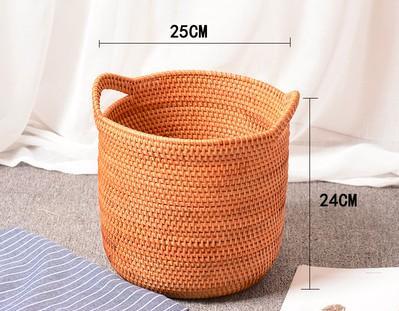 Large Woven Storage Basket with Handle, Large Rattan Basket, Large Round Storage Basket for Bathroom-LargePaintingArt.com