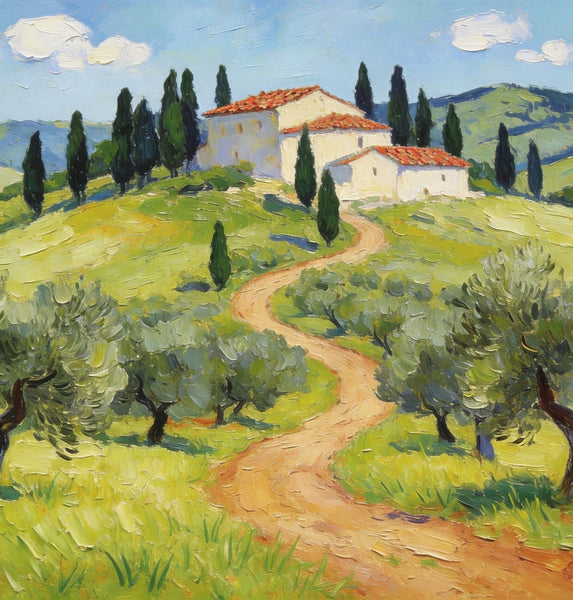 Serene Tuscan Landscape, Original Landscape Paintings, Landscape Canvas Paintings, Buy Paintings Online, Hand Painted Canvas Art-LargePaintingArt.com