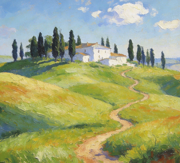 Idyllic Tuscan Countryside, Small Landscape Paintings on Canvas, Original Oil Paintings, Palette Knife Oil Paintings, Original Landscape Paintings, Hand Painted Canvas Artwork-LargePaintingArt.com