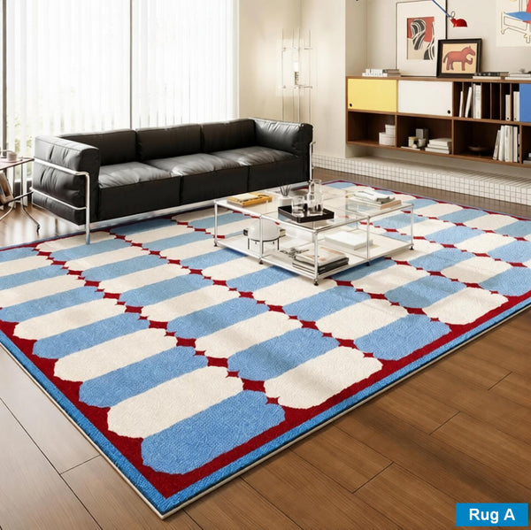 Contemporary Modern Rugs for Dining Room, Bedroom Modern Floor Carpet, Blue Modern Rug Designs, Living Room Rug Ideas, Mid Century Modern Rugs-LargePaintingArt.com
