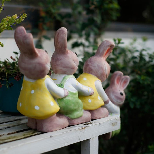 Lovely Rabbits Statues, Cute Rabbits in the Garden, Animal Resin Statue for Garden Ornament, Outdoor Decoration Ideas, Garden Ideas-LargePaintingArt.com