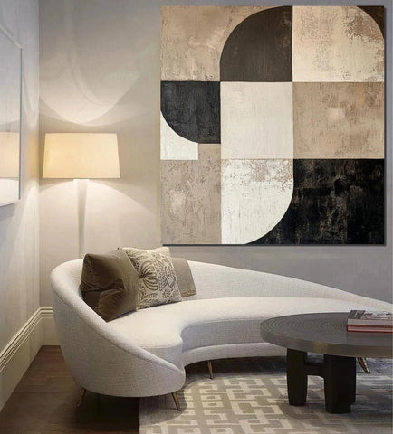 Large Painting on Canvas, Simple Modern Art, Bedroom Wall Art Paintings, Acrylic Abstract Paintings, Buy Abstract Painting Online, Black Abstract Paintings-LargePaintingArt.com