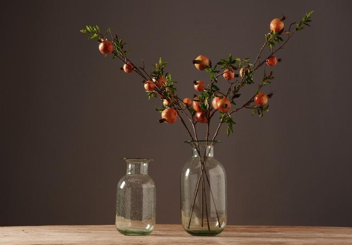 Rustic Artificial Large Pomegranate Fruit, Stem 36" Tall, Flower Arrangement-LargePaintingArt.com