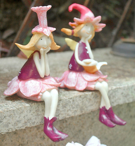 Lovely Flower Fairy Statue for Garden, Beautiful Cute Garden Courtyard Ornaments, Creative Villa Outdoor Decor Gardening Ideas, Unique Modern Garden Sculptures-LargePaintingArt.com