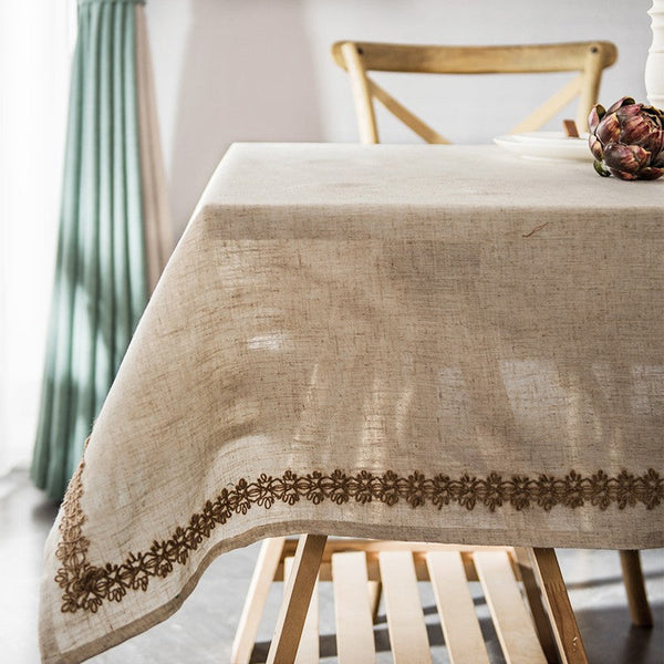 Cotton and Linen Tablecloth for Home Decoration, Large Rectangle Table Cover for Dining Room Table, Modern Table Cloth, Square Tablecloth for Round Table-LargePaintingArt.com