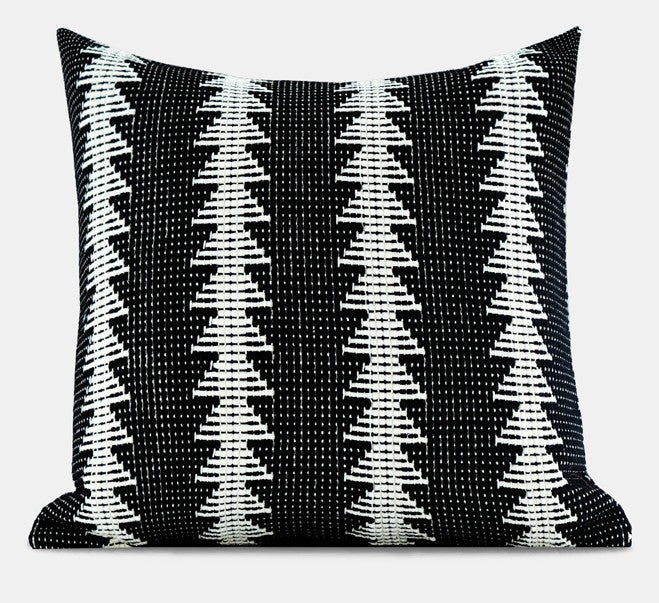 Large Modern Sofa Pillow Covers, Black and White Pattern Contemporary Square Modern Throw Pillows for Couch, Simple Throw Pillow for Interior Design-LargePaintingArt.com