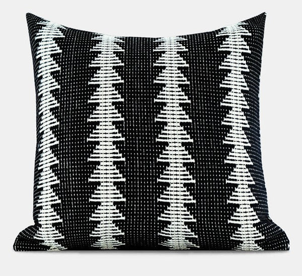 Large Modern Sofa Pillow Covers, Black and White Pattern Contemporary Square Modern Throw Pillows for Couch, Simple Throw Pillow for Interior Design-LargePaintingArt.com