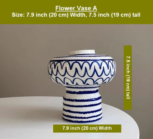 Handmade Water Holding Flower Vases, Modern Ceramic Flower Vases, Porcelain Bud Vases, Small Flower Vases on Table-LargePaintingArt.com